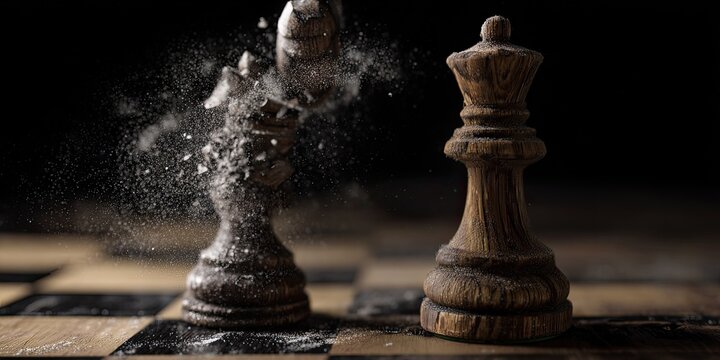 Shattered chess queen, defying a queen - Powered by Adobe