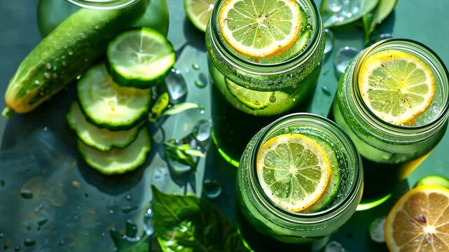 Refreshing Cucumber Lemon Detox Water Jars
