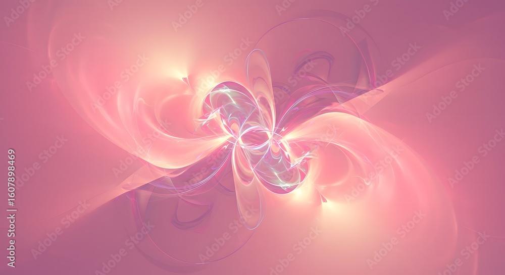Fototapete abstract fractal design with swirling patterns and soft pink hues creating a dreamy ethereal effect