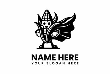 Obraz premium Cartoon Corn Superhero with a flowing cape and smiling face.