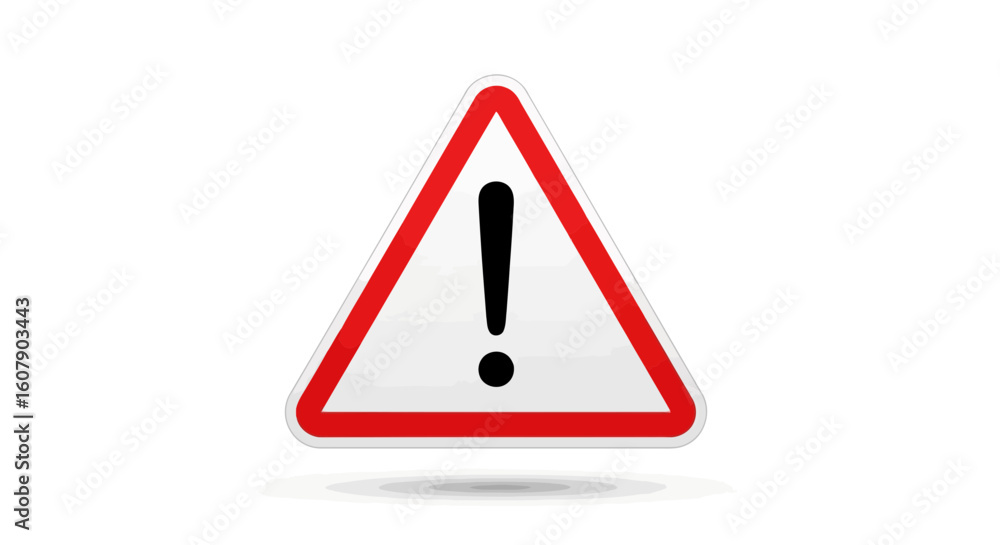 Poster vector art of a bright redbordered triangle with a bold black exclamation mark inside, signifying a 