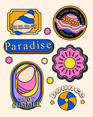 set of retro labels and icons