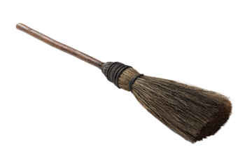 A broomstick with a brown and black brush on it