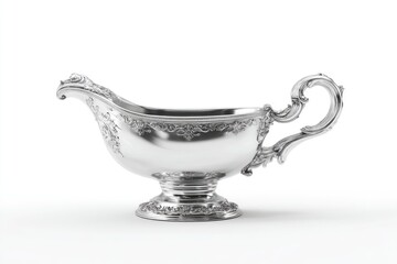 Ornate silver sauce boat