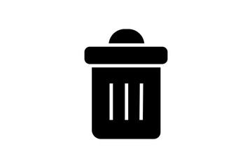 The icon features a cylindrical container with a rounded lid on top and three vertical white lines representing the bin's slits.