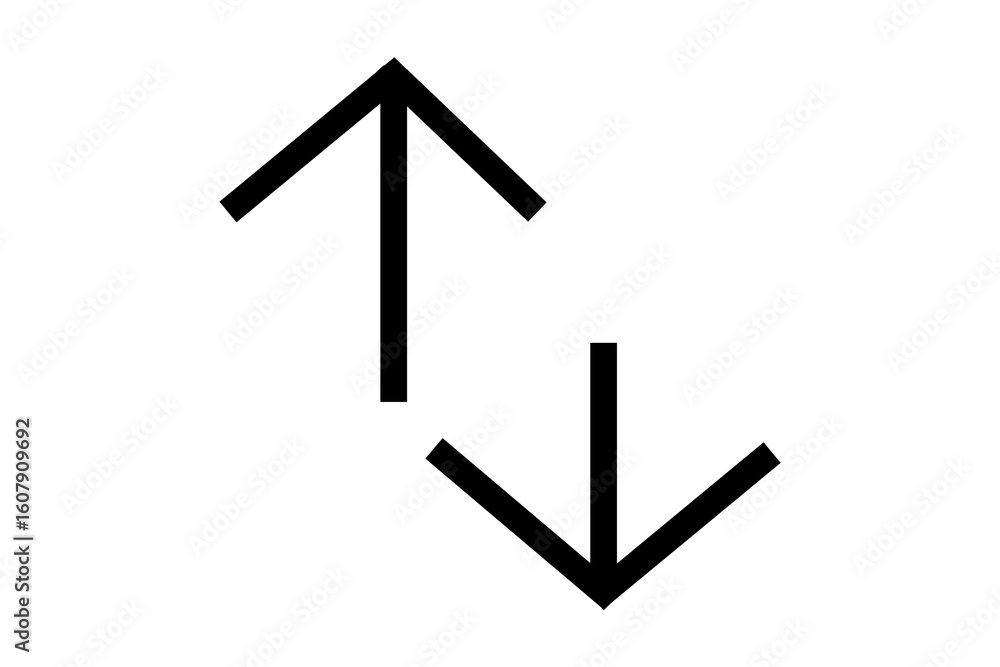 Fototapete this image features two distinct black arrows on a plain white background. one arrow points directly