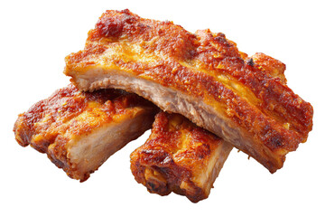 Three pieces of meat are on a white background