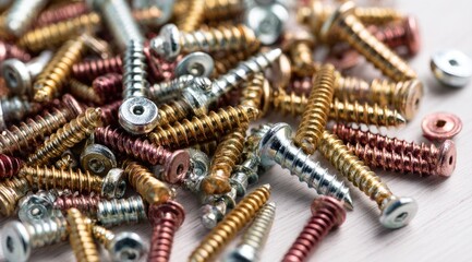 Assorted screws in various colors and types