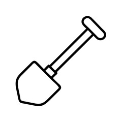 Shovel outline icon vector illustration, gardening tool, digging equipment, construction tool, spade icon
