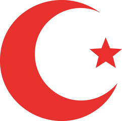 Obraz premium Red Crescent and Star Symbol Icon Representing Islamic Culture and Heritage Vector Illustration 