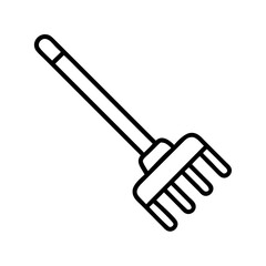 Outline garden rake vector illustration for lawn care landscaping and yard work tool design