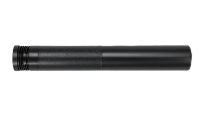 Modern sleek black cylindrical object with threaded end for industrial or technological applications