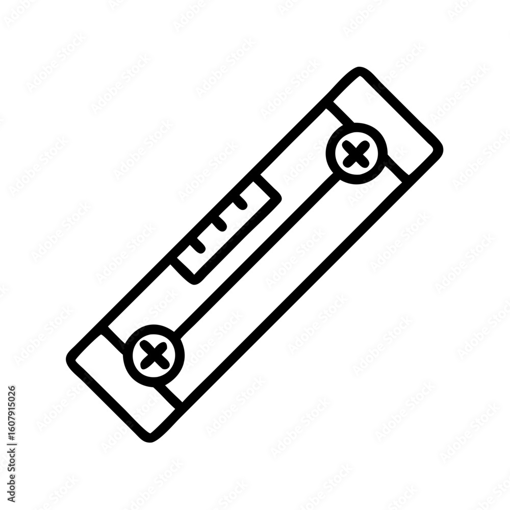 Poster find perfect horizontal with spirit level tool line art icon for construction and diy projects