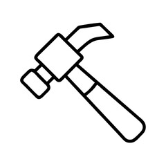 Hammer tool icon vector illustration, construction repair carpentry equipment outline design drawing