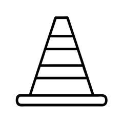 Traffic cone outline vector icon illustration, road safety cone, construction cone drawing design