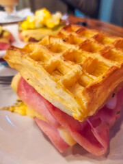SAVORY WAFFLE FILLED WITH HAM AND CHEESE