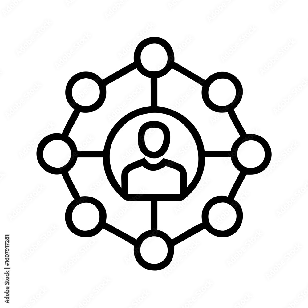 Poster network connection social media communication hub community person icon vector graphic design elemen