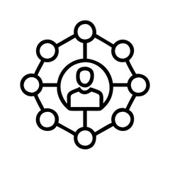 Network connection social media communication hub community person icon vector graphic design element