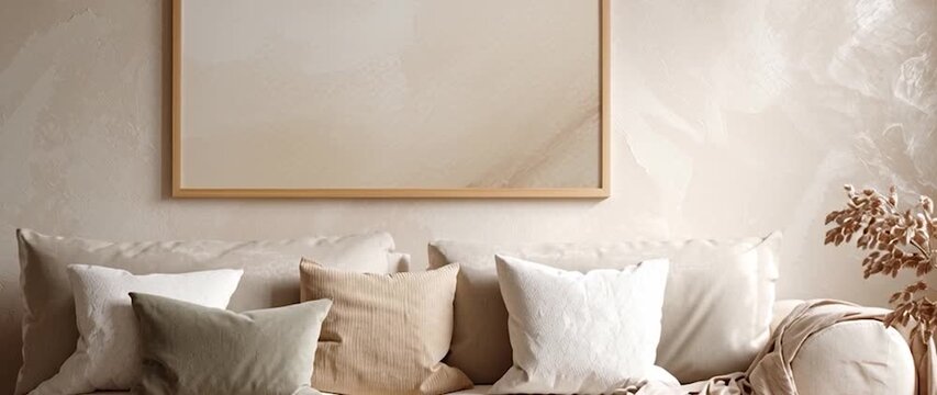 Anamorphic video beautifully designed modern home decor. Mockup frame for Wall art poster print mock-up
