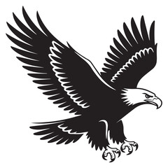 Fototapeta premium A majestic eagle soars in silhouette, embodying freedom and power against a stark white backdrop