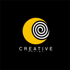 Moon logo design with whirlpool.