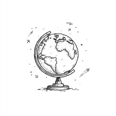 Hand-drawn globe, vintage style