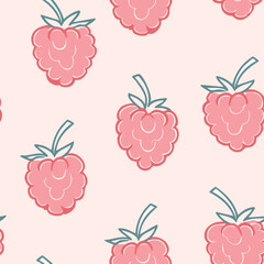 seamless pattern with raspberries