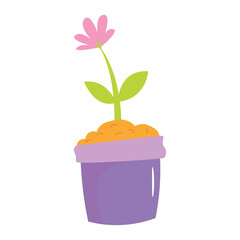 Flower in Pot Flat Illustration