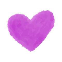 Romantic purple watercolor heart in hand drawn aquarelle style. Watercolor heart illustration for valentine, love, wedding decor. Isolated watercolor heart symbolizing romance on white background.