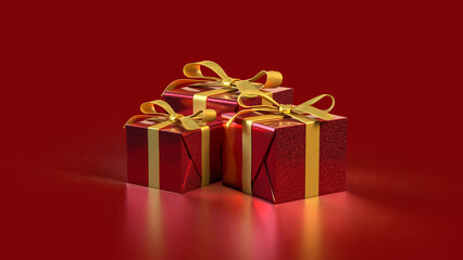 The Red Gift box  for celebration or Holiday concept 3d Rendering.