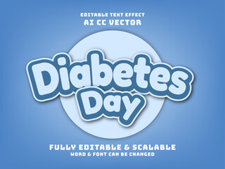 3d world diabetes day editable text effect