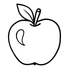 Simple apple doodle in outline style. Hand drawn