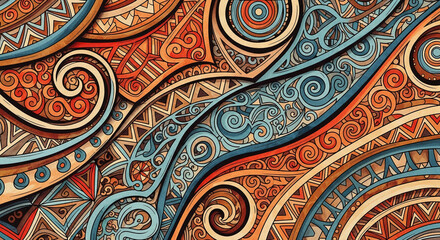 Intricate Indigenous Mandala Pattern with Earthy Tribal Motifs
