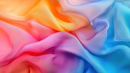 Obraz premium Flowing fabric in vibrant hues of pink, orange, yellow, and blue