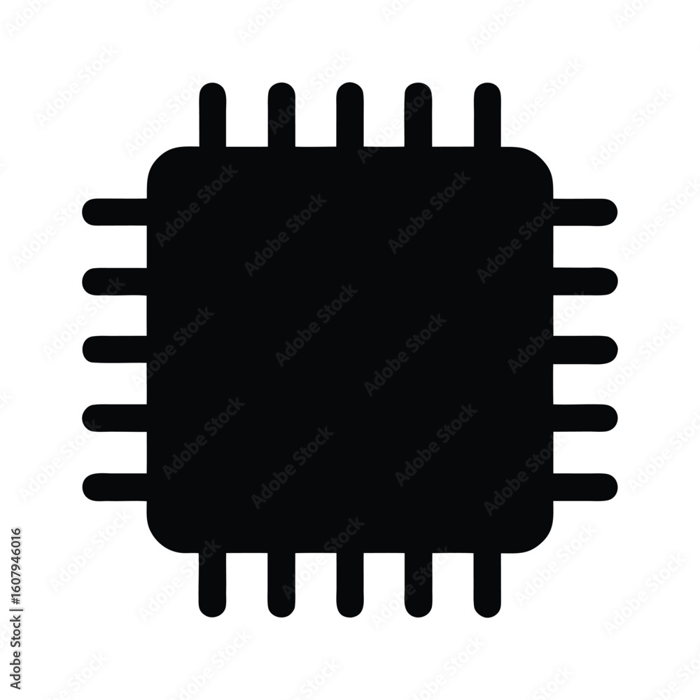 Poster black integrated circuit chip vector design for electronics and technology applications use case