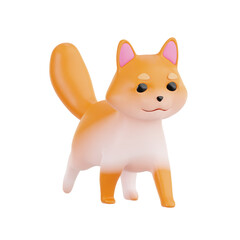 PNG 3D Cute Shiba Inu Dog Icon Isolated on a White Background