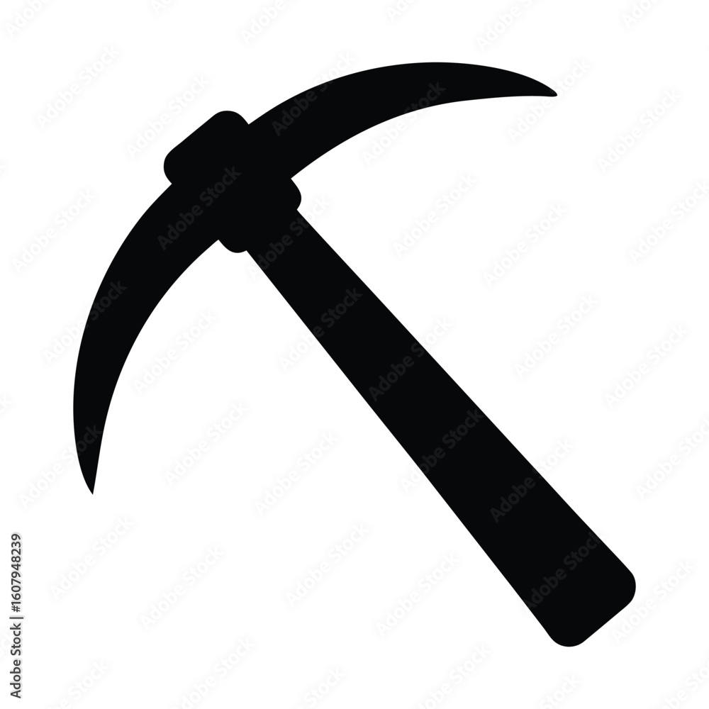 Poster isolated black pickaxe mining tool vector illustration for construction and resource extraction
