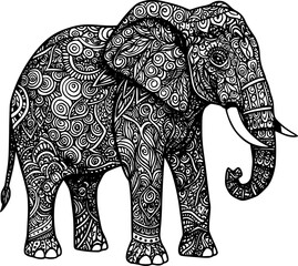 Zentangle stylized Elephant. Hand Drawn lace vector illustration