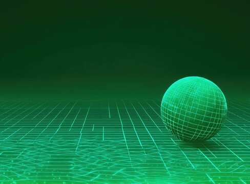 Futuristic digital globe on a gridded surface