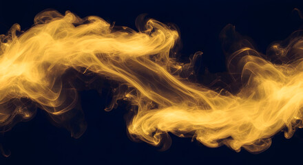 Abstract Golden Swirling Liquid or Smoke Flowing on Dark Background. Luminous Orange and Yellow Hues Creating a Dynamic Wave Pattern, Perfect for E...