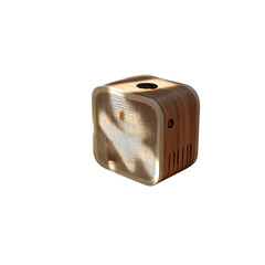 Wireless Speaker on Light Wood Floor with Sunlight Shadows --v 7.0 --s 250