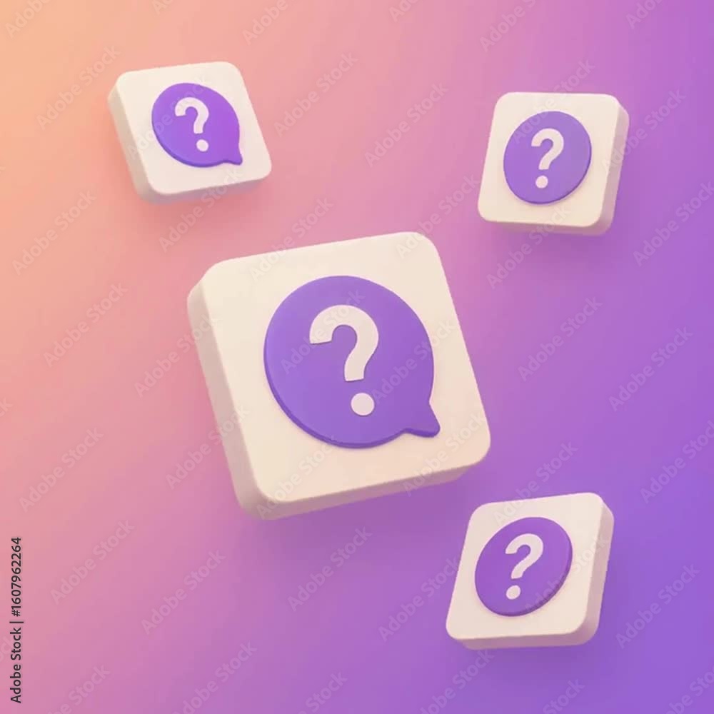 Aufkleber intriguing 3d render featuring several floating question mark icons with chat bubbles. the compositi