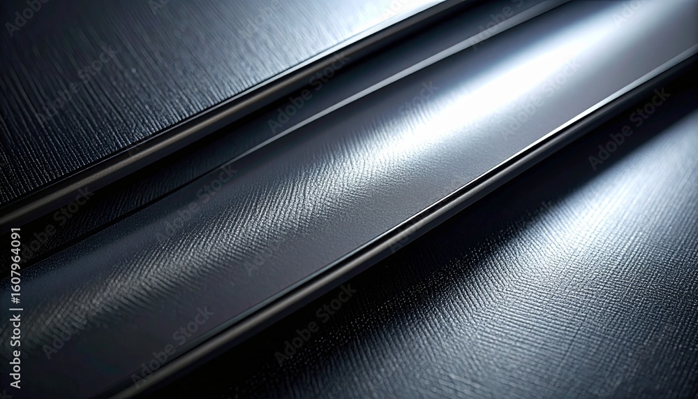 Poster an abstract close-up shows a metallic surface with dark textured areas and a smooth, reflective stri