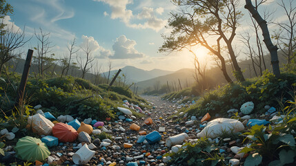 beautiful nature polluted garbage