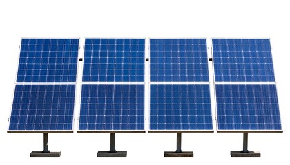 Solar panels array on white background