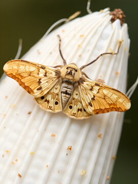 Dead corn earworm moth isolated on white