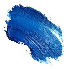 Vibrant Cobalt Blue Paint Stroke on White Backdrop, Closeup View