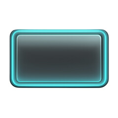 Illuminated Rectangular Button with Grey Center and Turquoise Border