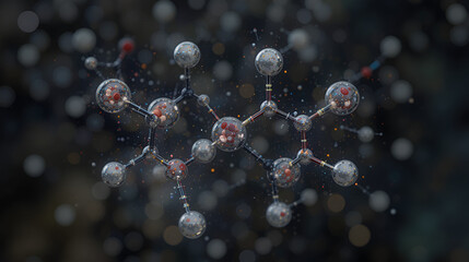 imidazolidinyl urea molecule, structural chemical formula, ball-and-stick model, isolated image antimicrobial preservative