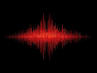 Red audio waveform on black